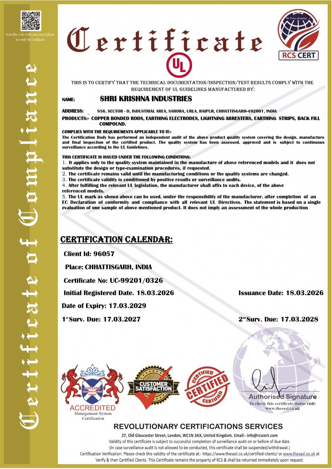 UL Compliance Certificate — certificate preview